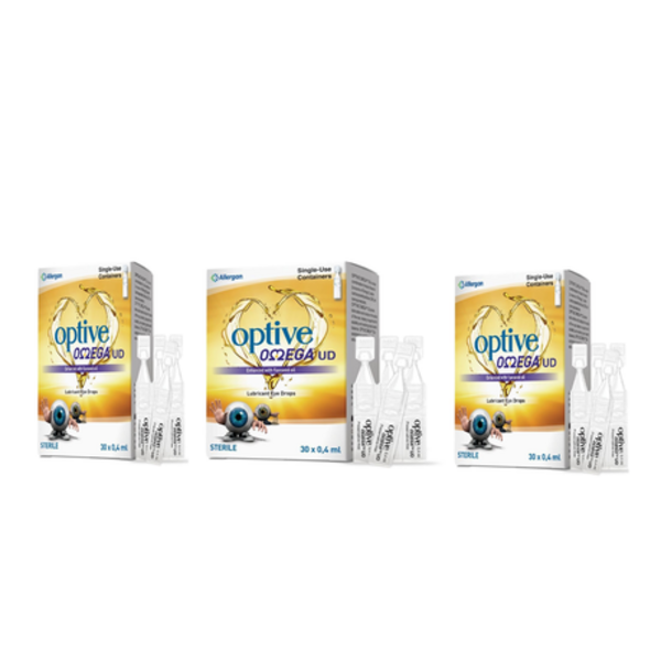 Pack of 3 - Allergan Optive Omega UD Eye Drops 30 X 0.4ml
